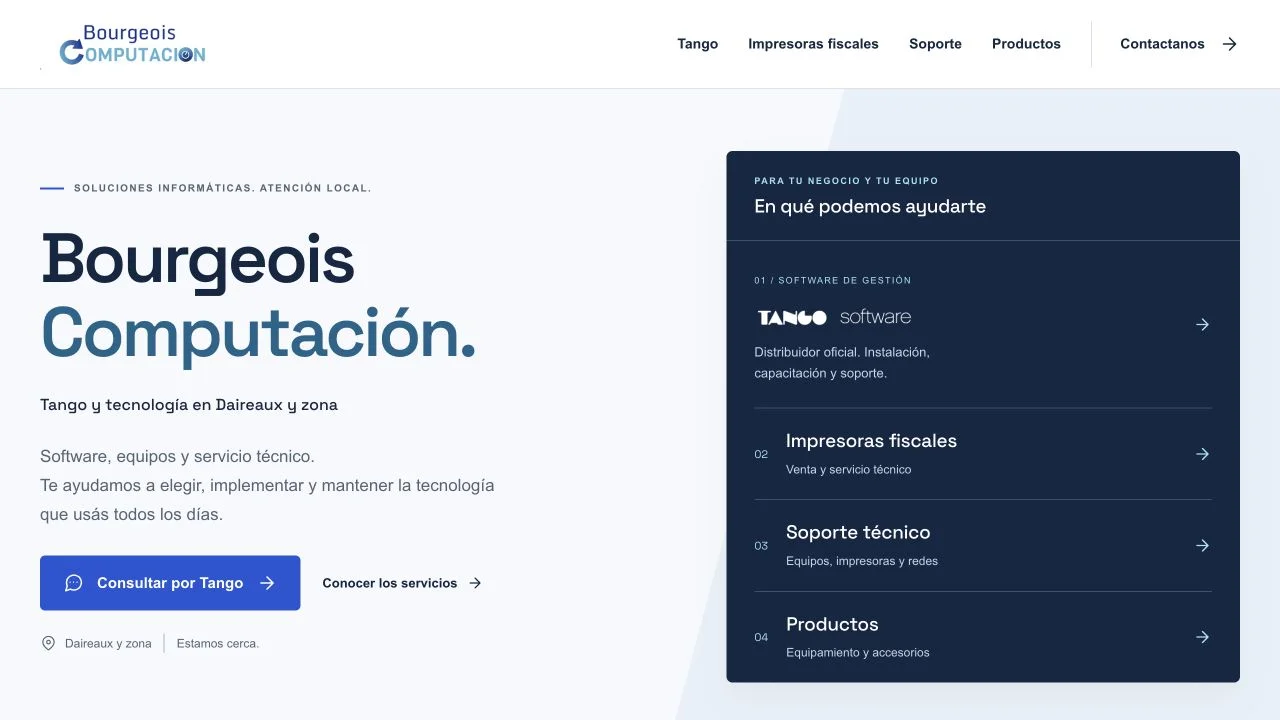 Captura del sitio web de Bourgeois Computación