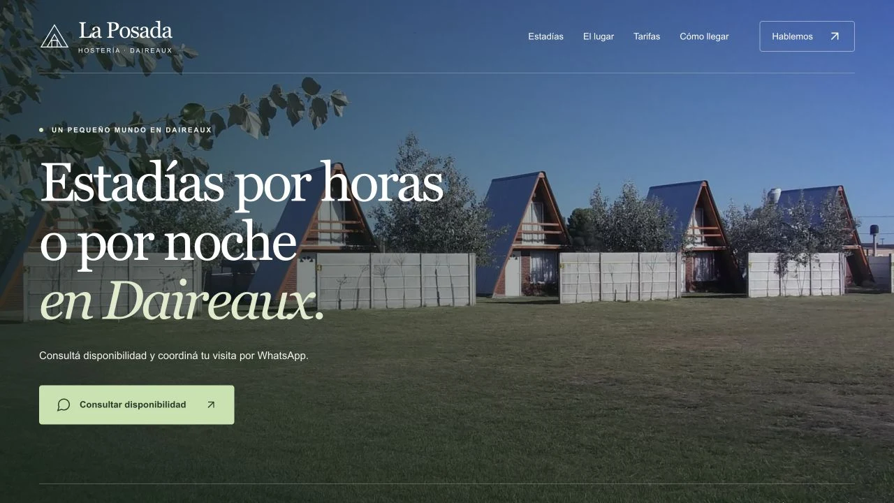 Captura del sitio web de La Posada Hostería